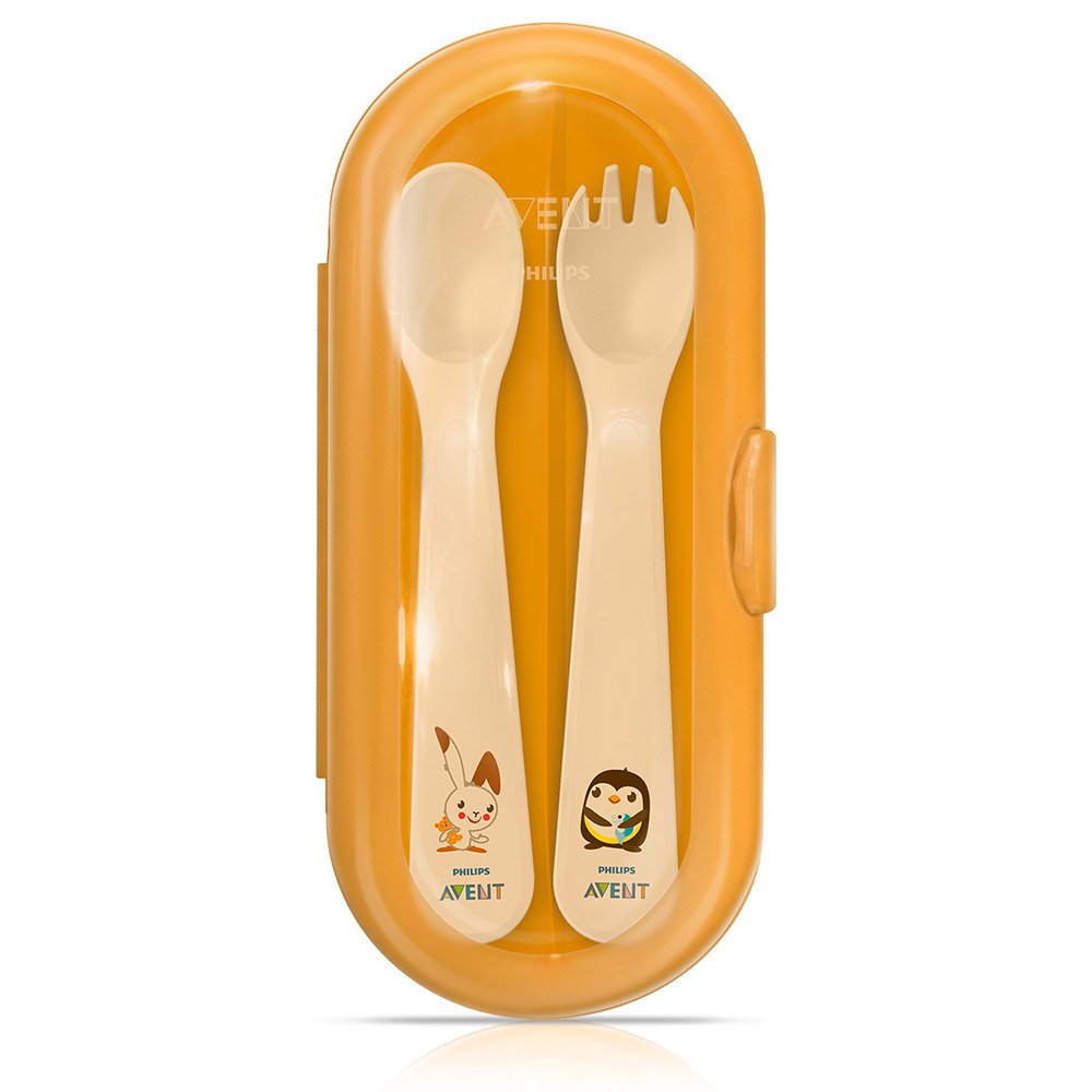 cuchara y tenedor con estuche de viaje