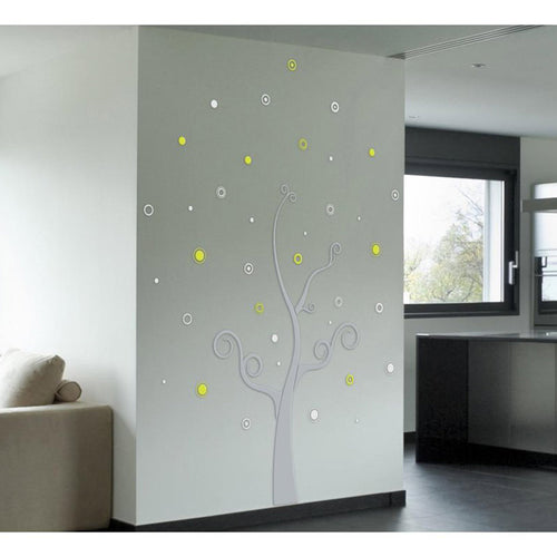 vinilo deco reutilizable ramas en verde y plata 3d