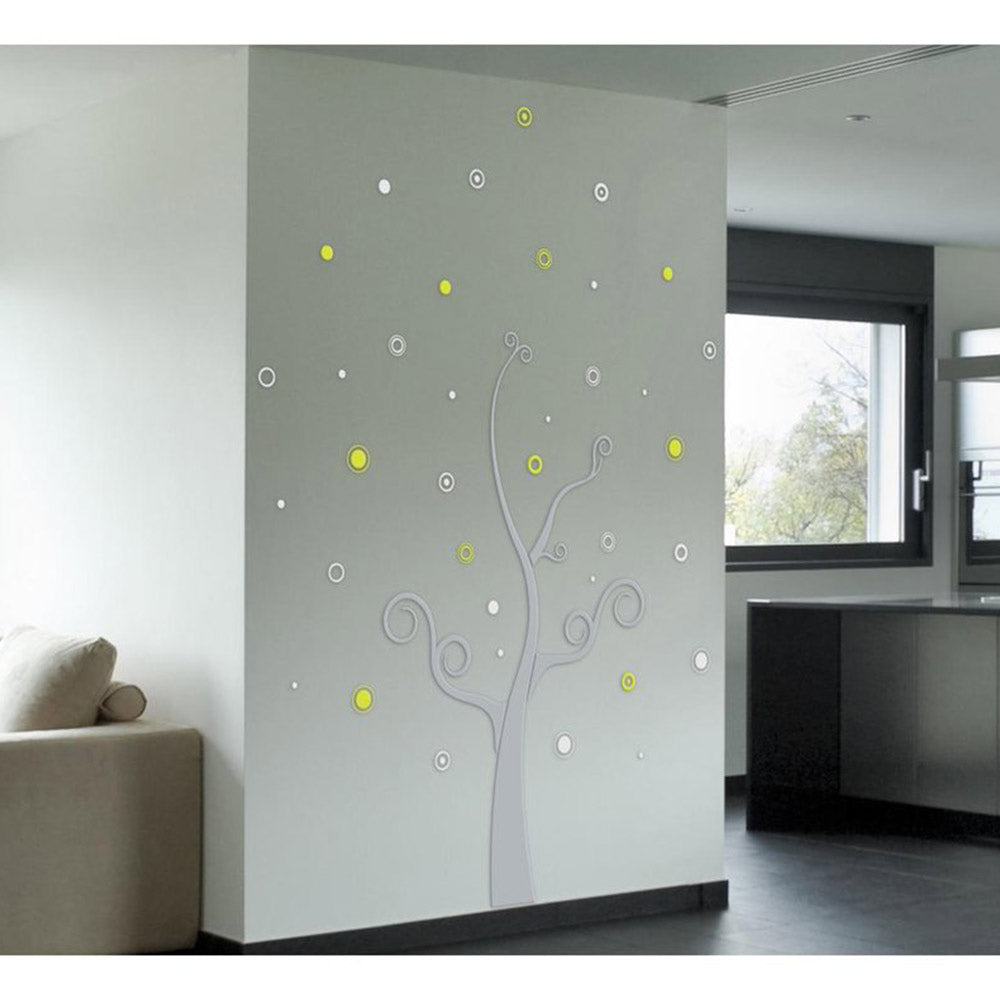 vinilo deco reutilizable ramas en verde y plata 3d