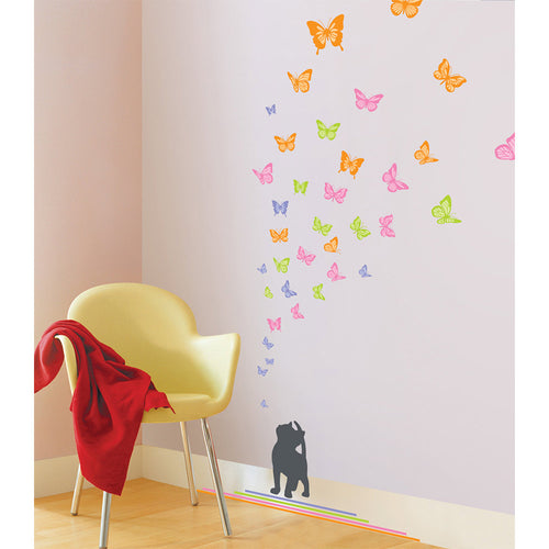 vinilo decorativo fixpix gato y mariposas  50x70cm