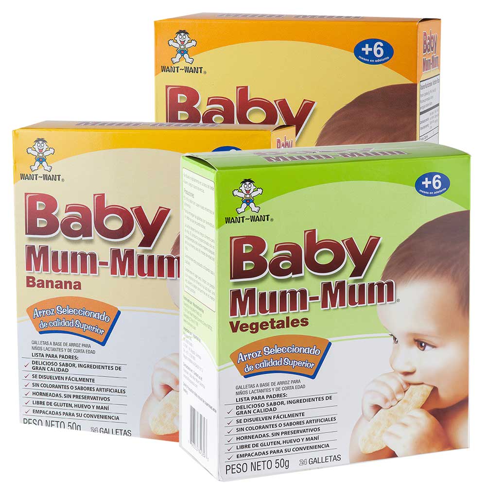 tripack galletas babymummum banano  original organico y vegetales