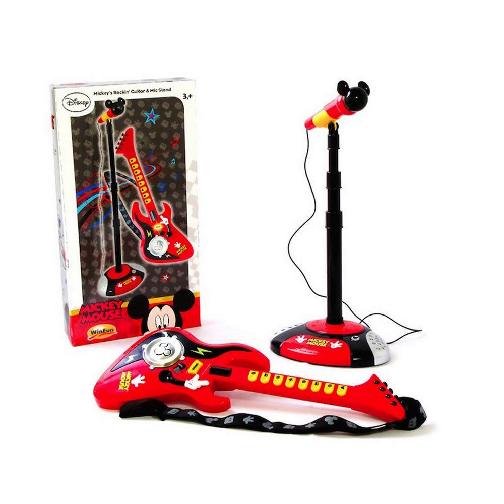 set  de  microfono  de  piso  con  guitarra  electrica  mickey  mouse   dima juguetes
