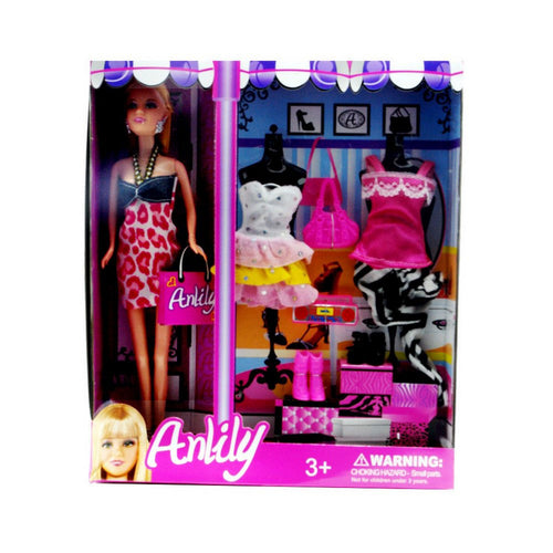 muneca  11.5   en  caja  con  ropa  y  accesorios   dima juguetes