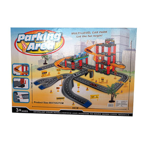 parking area con pista y 5 carros