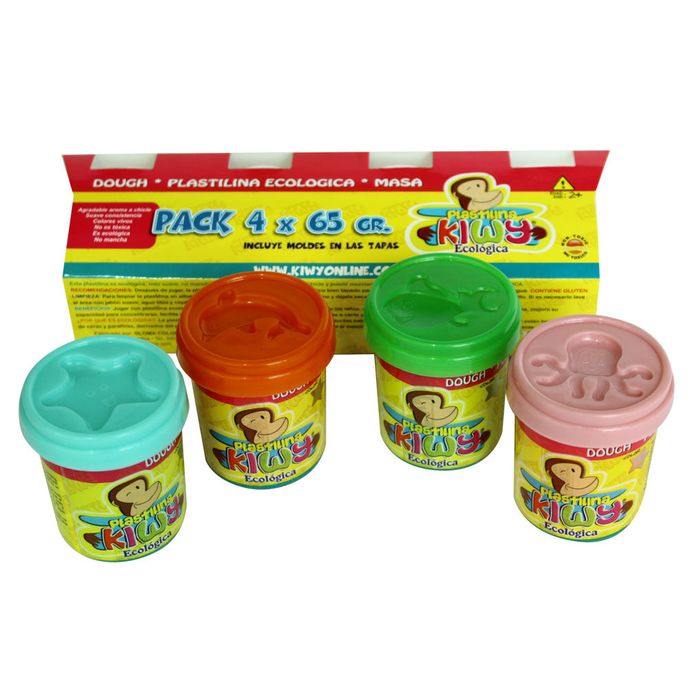 pack plastilina ecologica 4 x 65 gr. colores acidos   pasteles