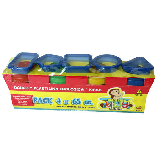 pack de plastilina ecologica 4 x 65 gr. figuras geometricas