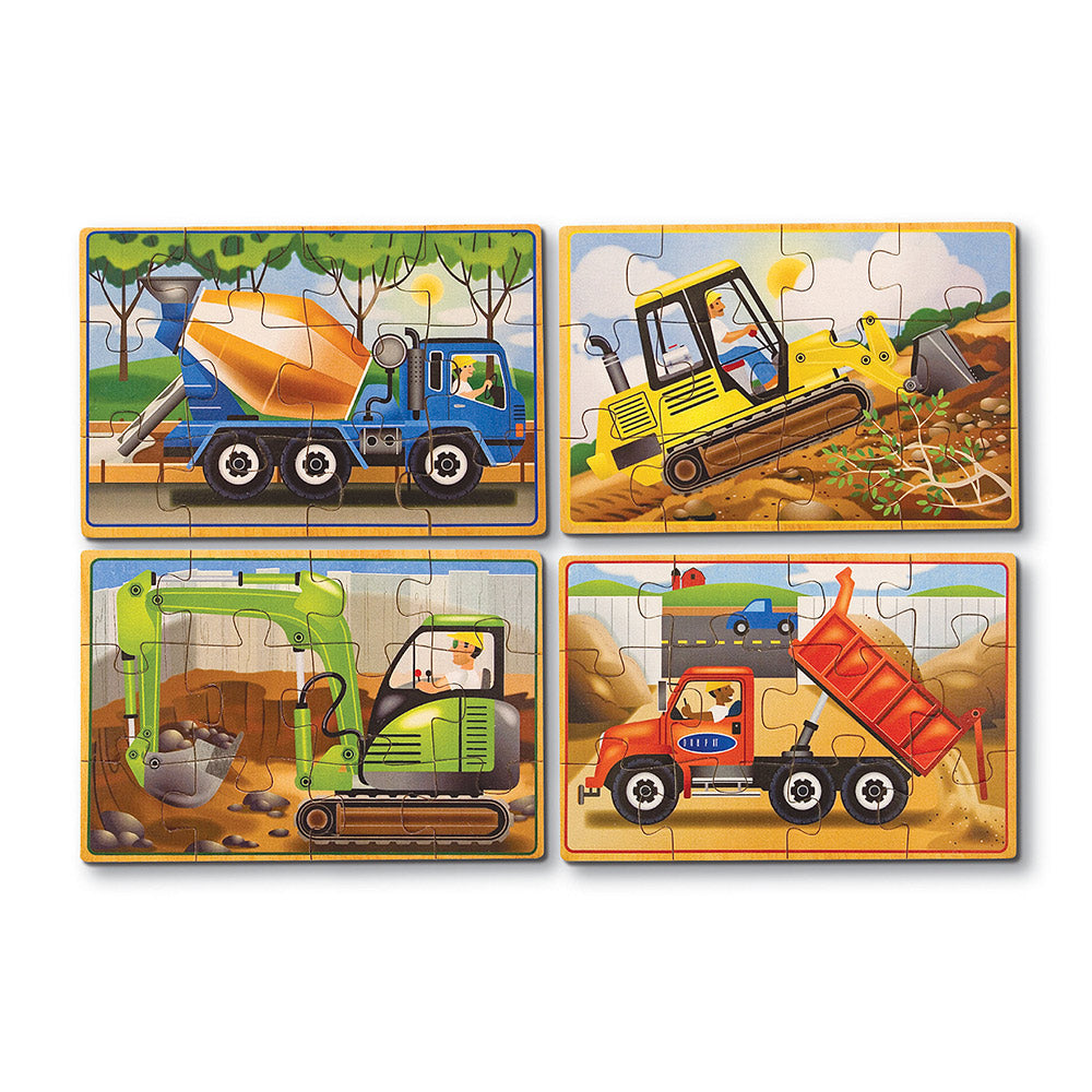 set de 4 rompecabezas   vehiculos de construccion