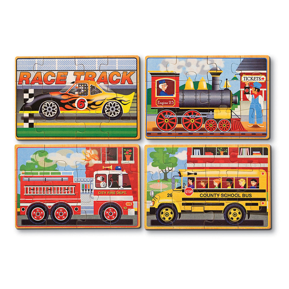 set de 4 rompecabezas   vehiculos