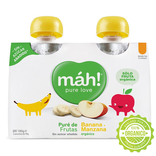 duopack compota pure 100% fruta banano  manzana