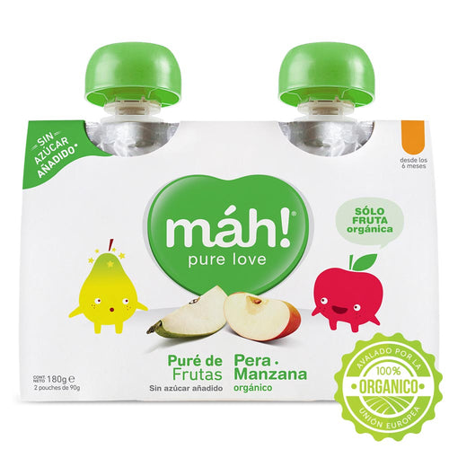 duopack compota pure 100% fruta pera  manzana