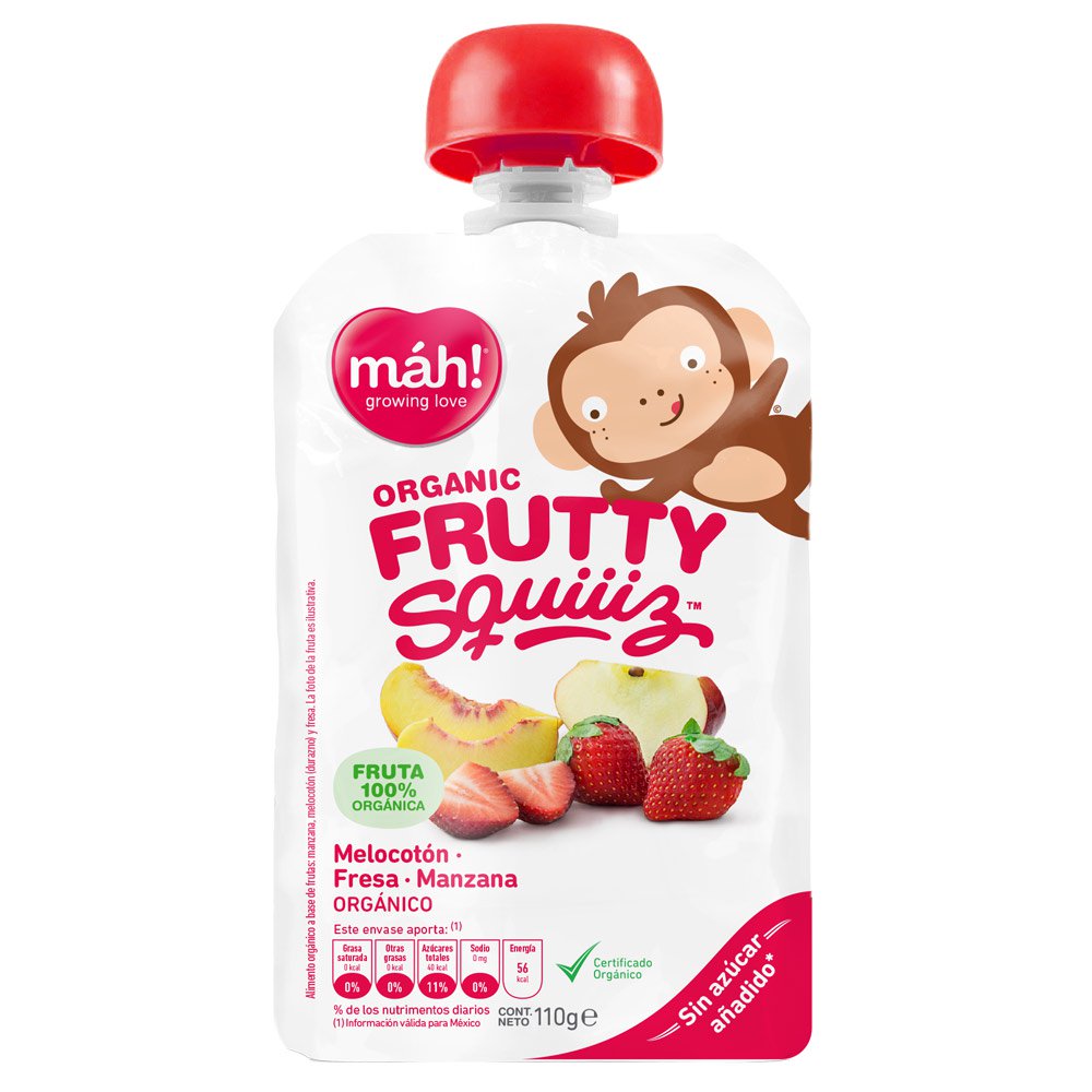 pure organico mah  melocoton  fresa y manzana