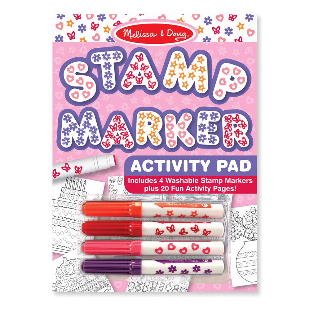 set de actividades con marcadores sellos   rosado