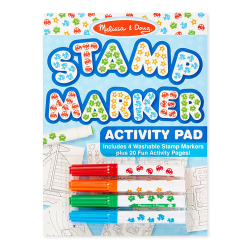 set de actividades con marcadores sellos   azul