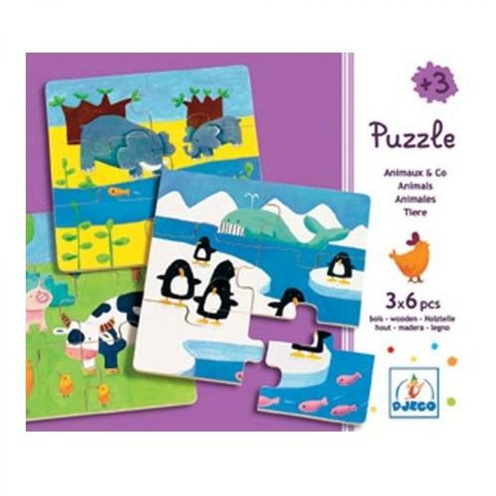 rompecabezas  3 x 6   los animales