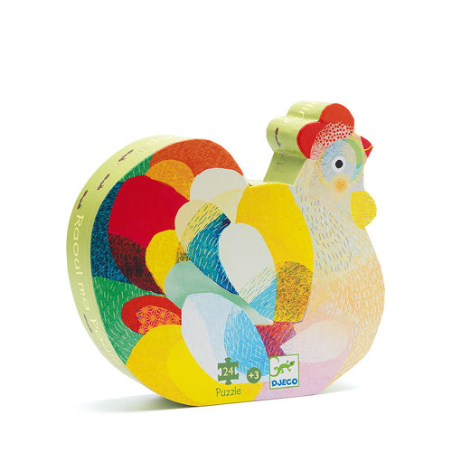 rompecabezas de silueta   la gallina colorida