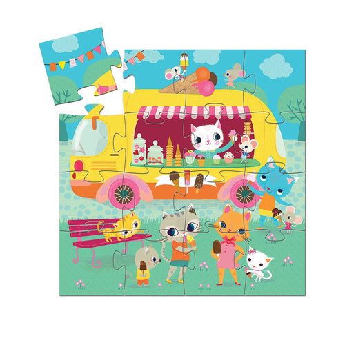 rompecabezas de silueta   camion de helado