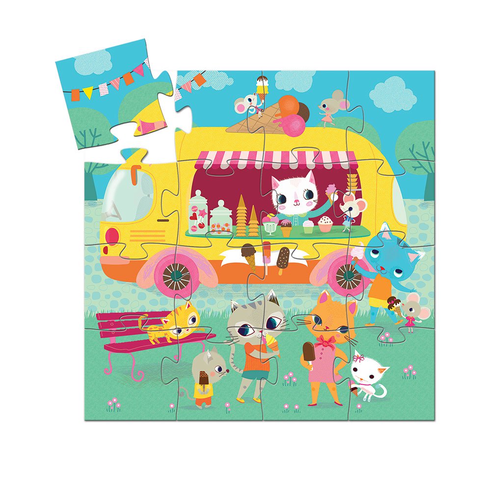 rompecabezas de silueta   camion de helado