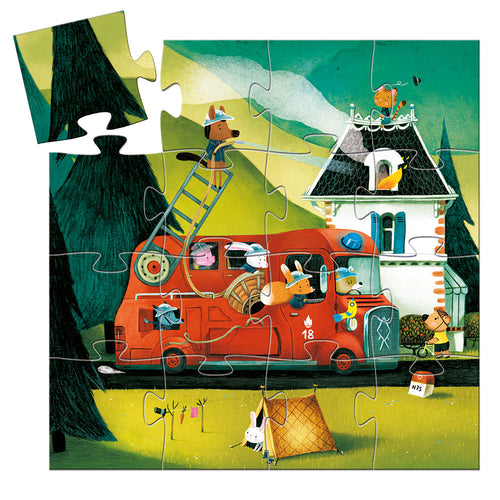 rompecabezas de silueta   camion de bomberos