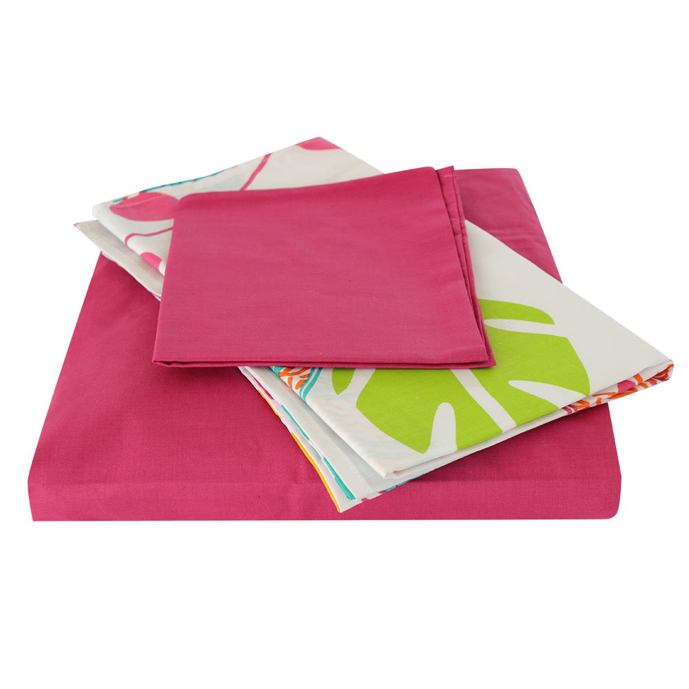 juego de sabanas para cuna o corral   fucsia estampado