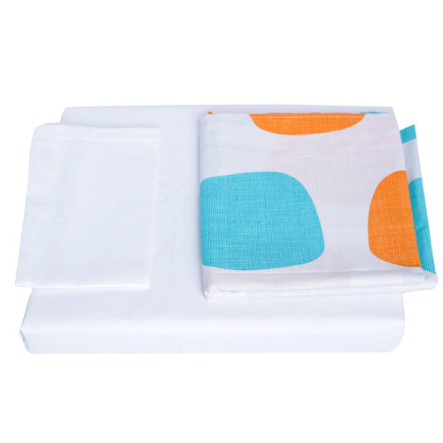 juego de sabanas para corral y cuna   blanca   circulos