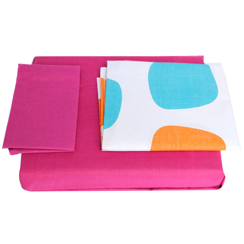 juego de sabanas para corral y cuna   fucsia   circulos