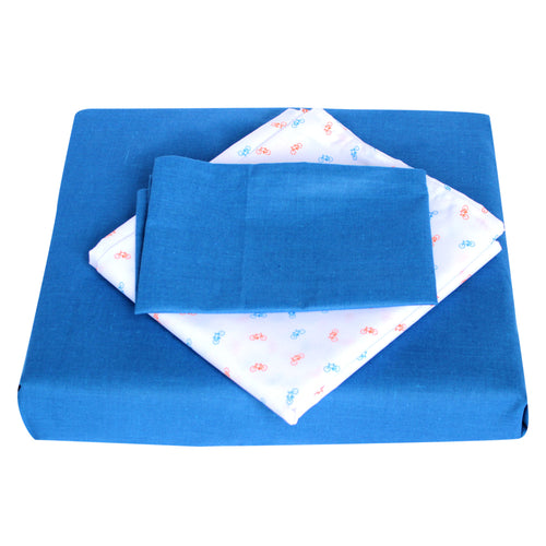 juego de sabanas para corral y cuna   azul oscuro   bicicletas