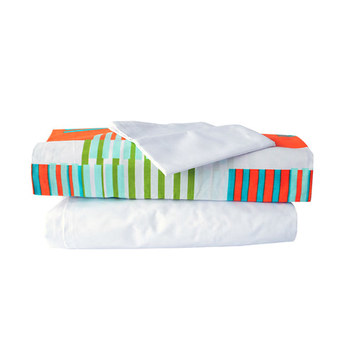 juego de sabanas para corral y cuna   blanca con rayas verdes