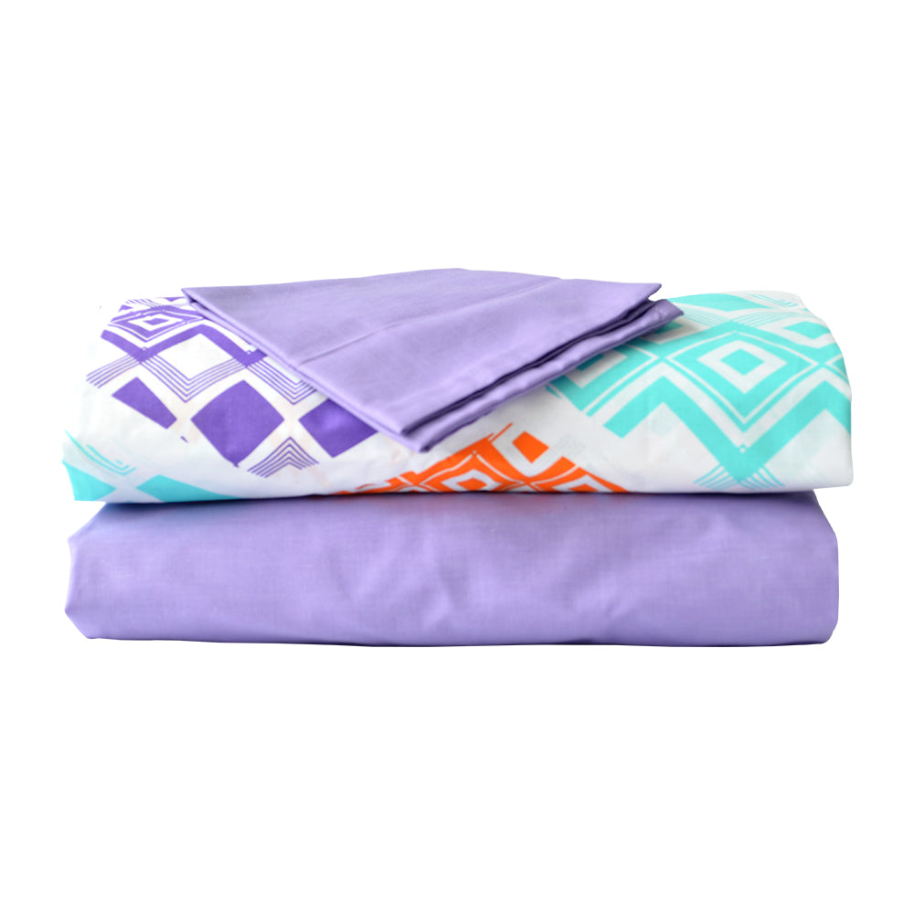 juego de sabanas para corral y cuna   lila rombos