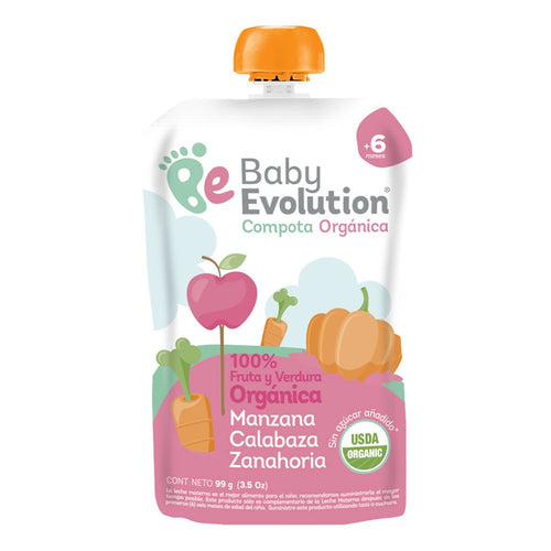 compota organic baby evolution manzana calabaza zanahoria x99gr