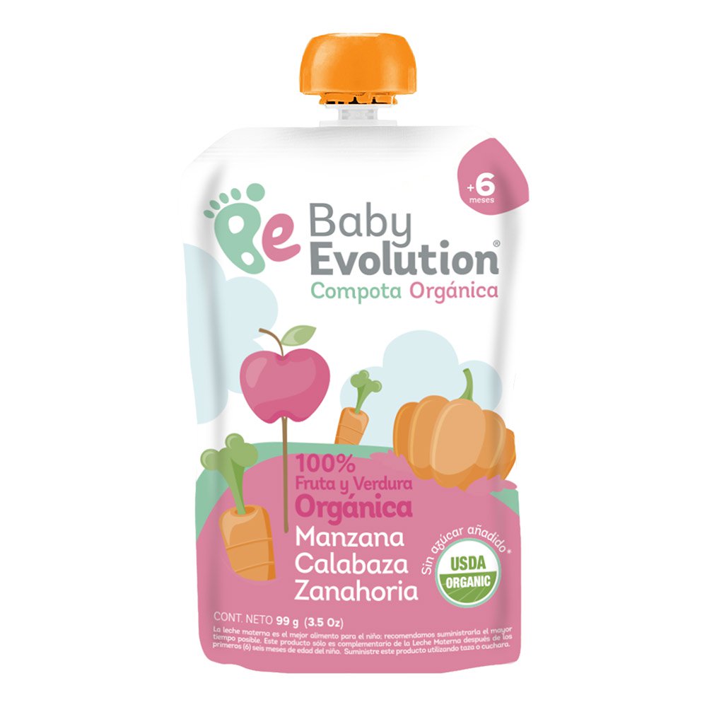 compota organic baby evolution manzana calabaza zanahoria x99gr