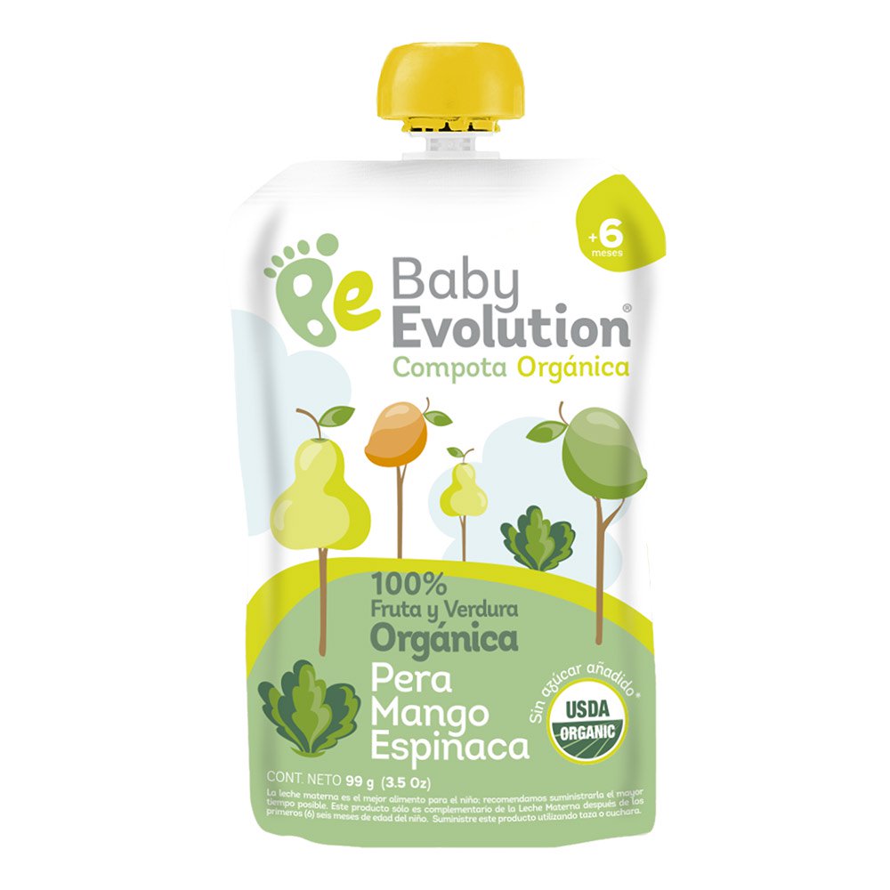 compota organic baby evolution pera  mango  espinaca x 99gr