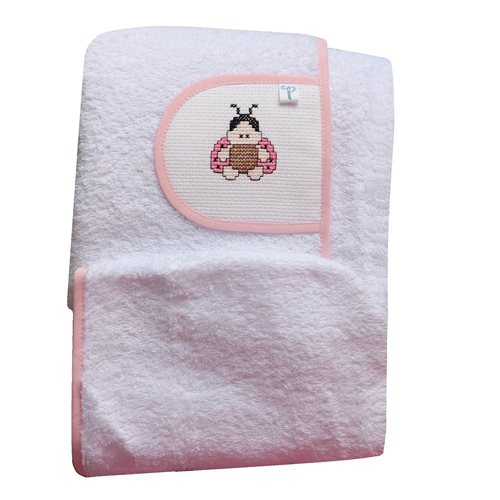 toalla capa borde rosado mariquita