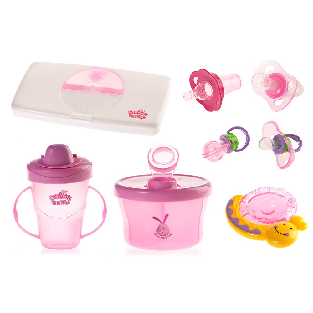 kit accesorios bebe dubon 6  meses rosado caracol