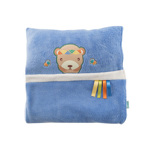 sleeping bag con almohada azul