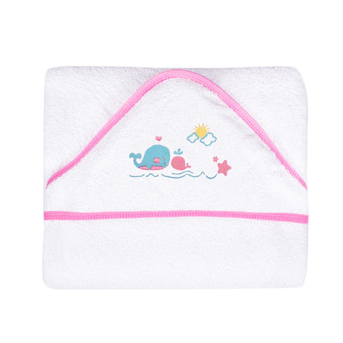 toalla con capucha sesgo rosado