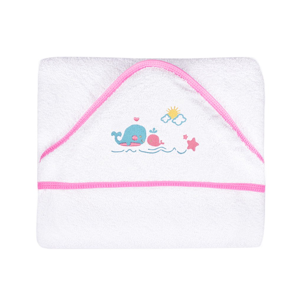 toalla con capucha sesgo rosado