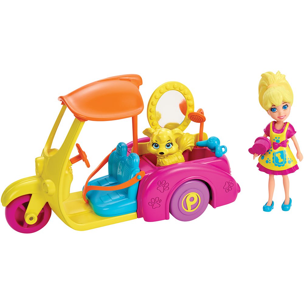 polly pocket  vehiculos aventura   carrito cuidado de mascotas