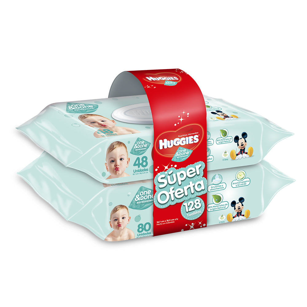 toallitas humedas   128 huggies oneydone   unisex