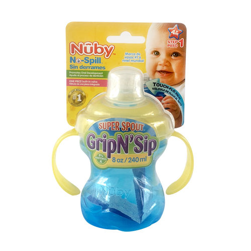 nuby vaso entrenam 240 ml antigoteo azul amarillo