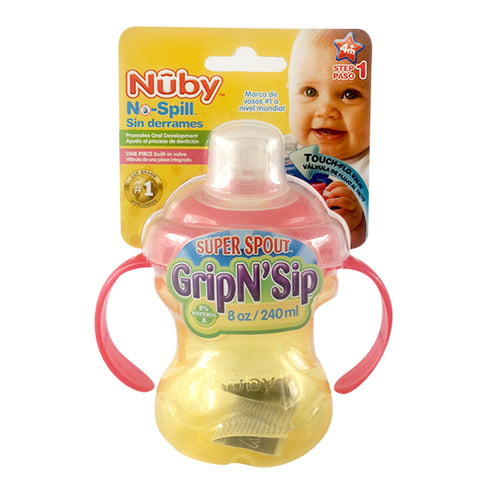 nuby vaso entrenam 240 ml antigoteo amarillo rojo