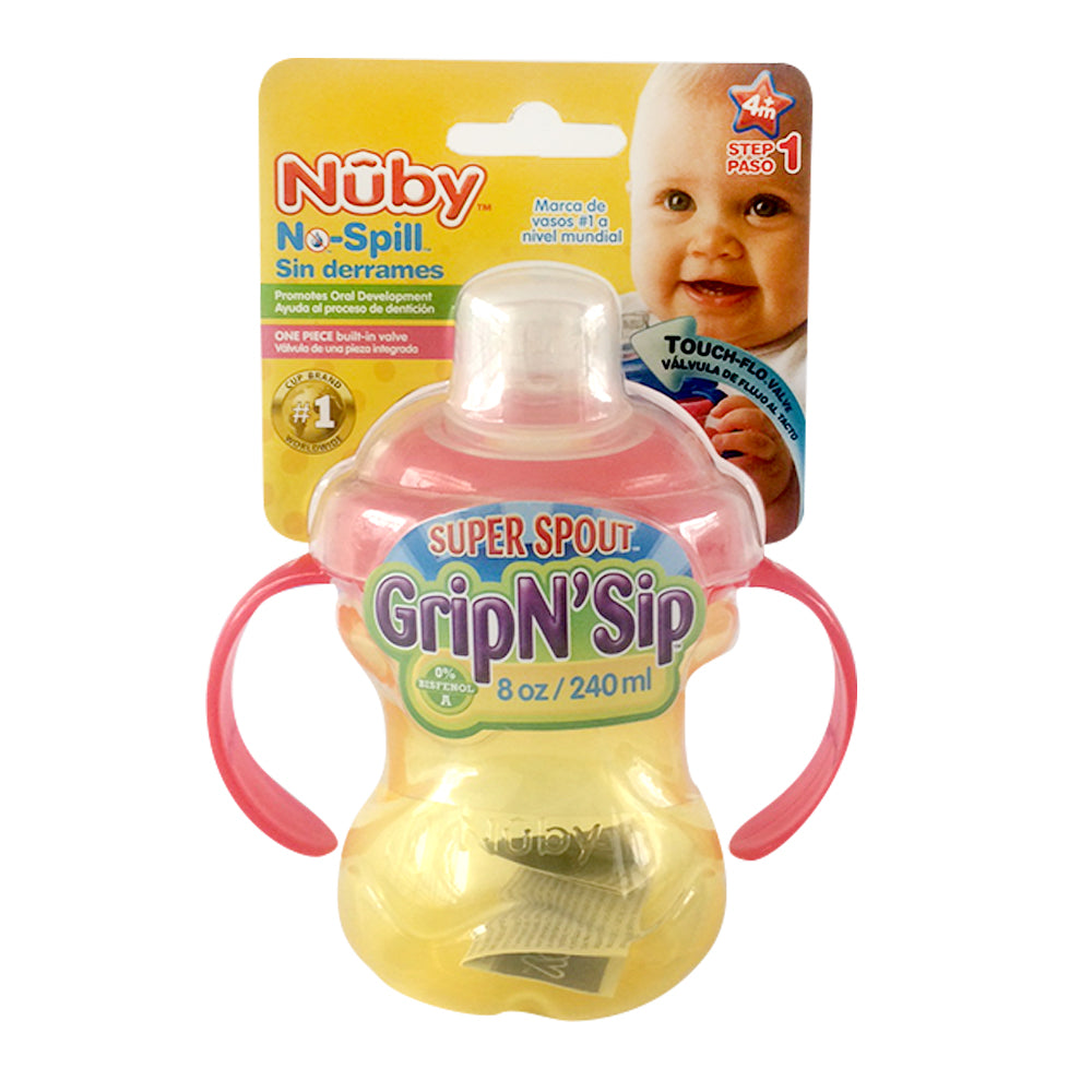 nuby vaso entrenam 240 ml antigoteo amarillo rojo