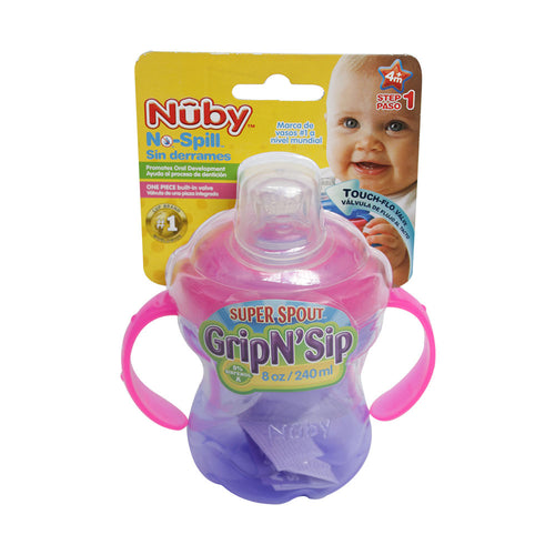 vaso nuby antiderrame con asas fucsia x 240ml  morado