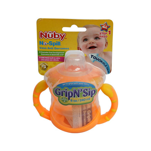 vaso nuby antiderrame con asas amarrillas x 240ml  naranja