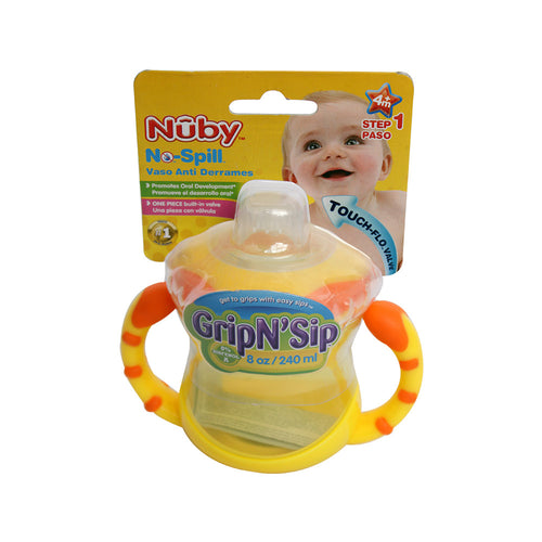 vaso nuby antiderrame con asas  naranjas x 240ml  amarillo