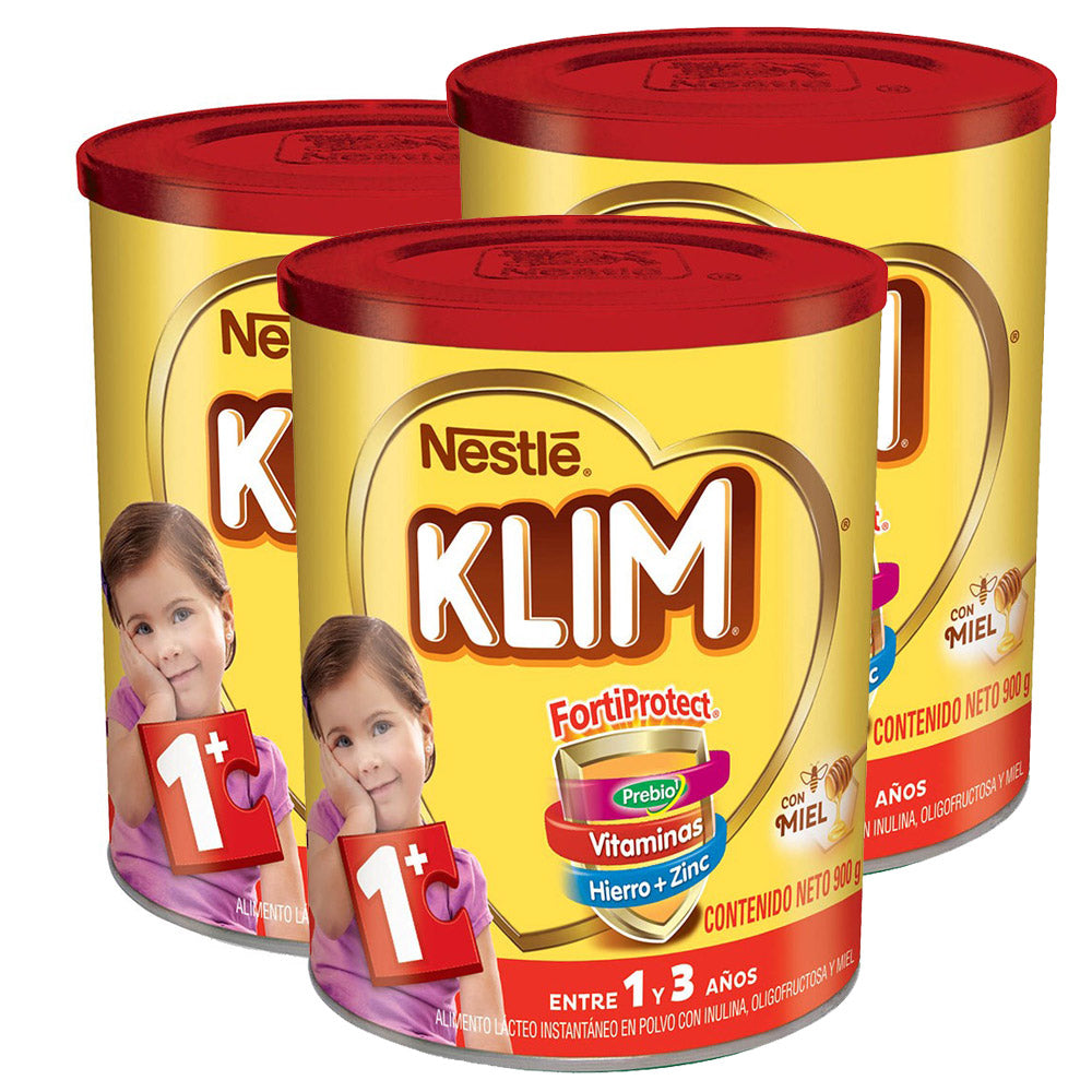 paga 2 lleva 3   alimento lacteo klim fortiprotect con miel 1    lata 900grs