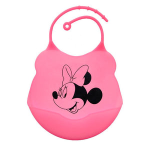 accesorios babero en silicona ancho pequeno rosado estampado minnie talla 00