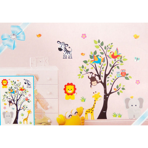 vinilo autoadhesivo   arbol safari multicolor