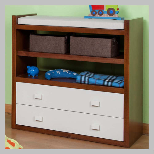 cambiador en madera con cajones para bebe