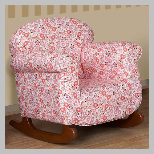 poltrona mesedora en madera   blanca con flores