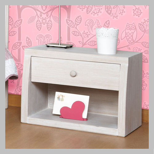 mesa de noche moderna de un cajon blanco